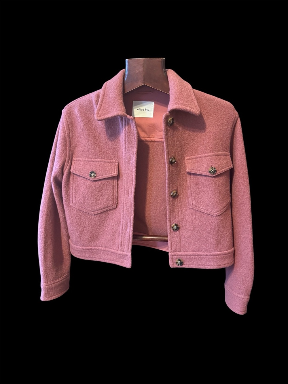 Wilfred women ' Burgundy pink Wool Blend Cropped Jacket size M